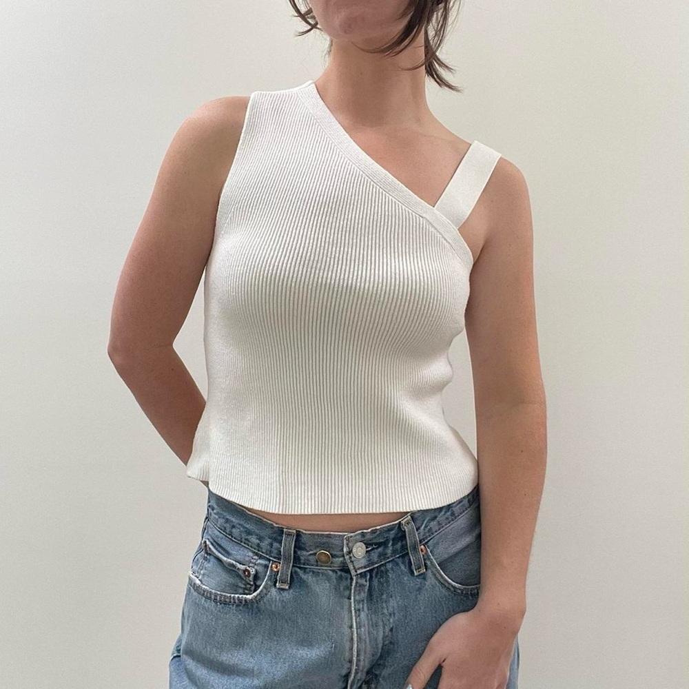 vintage express white knit tank